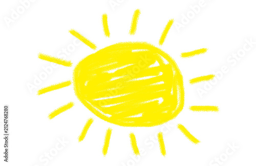 Hand-drawn yellow sun doodle element