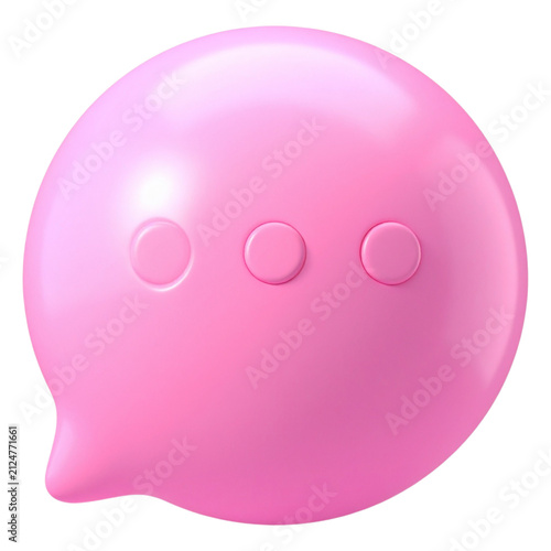 Smooth pastel pink chat speech bubble icon with three dots designed for messaging applications online discussion panels and UI design assets
