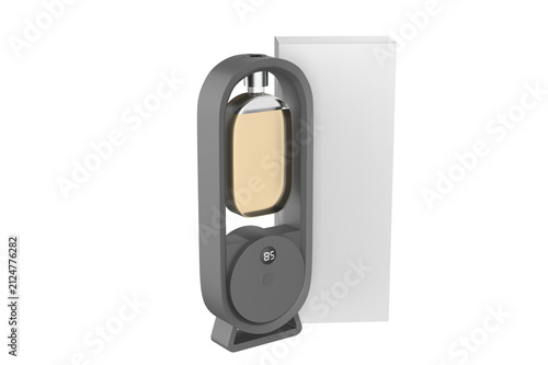 Modern aromatherapy diffuser with minimalist design, digital display, and portable construction, isolated on white background. 3D illustration