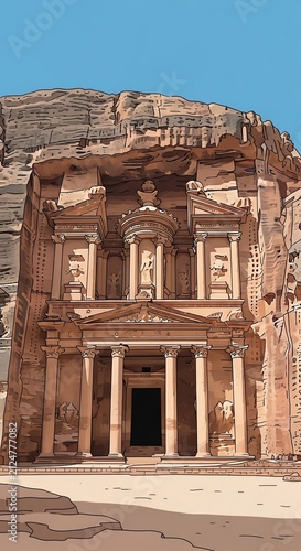 Sun-Kissed Ancient Majesty: Carved into Crimson Cliffs