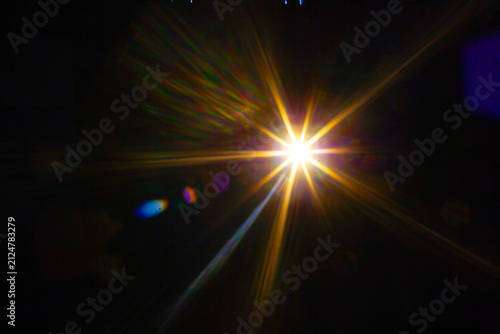 Sun flare on the black background