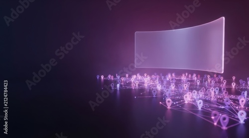 Levitating Display with Pulsing Map Pins in a Digital Studio