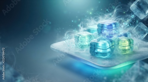 Glowing Frosty Boxes in Elegant Studio Setting