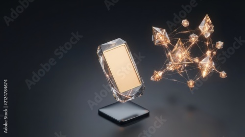 Glowing Crystalline Handheld in Digital Studio