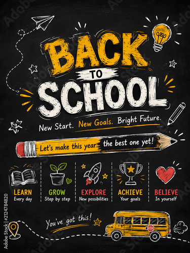 Back to School Blackboard Poster Banner Concept with Chalkboard Typography