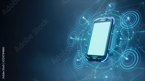 Futuristic Floating Device in Abstract Digital Space