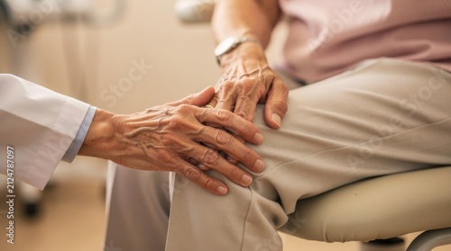 Compassionate Healthcare Professional Providing Comforting Touch to Elderly Patient During Medical Consultation in Clinical Environment