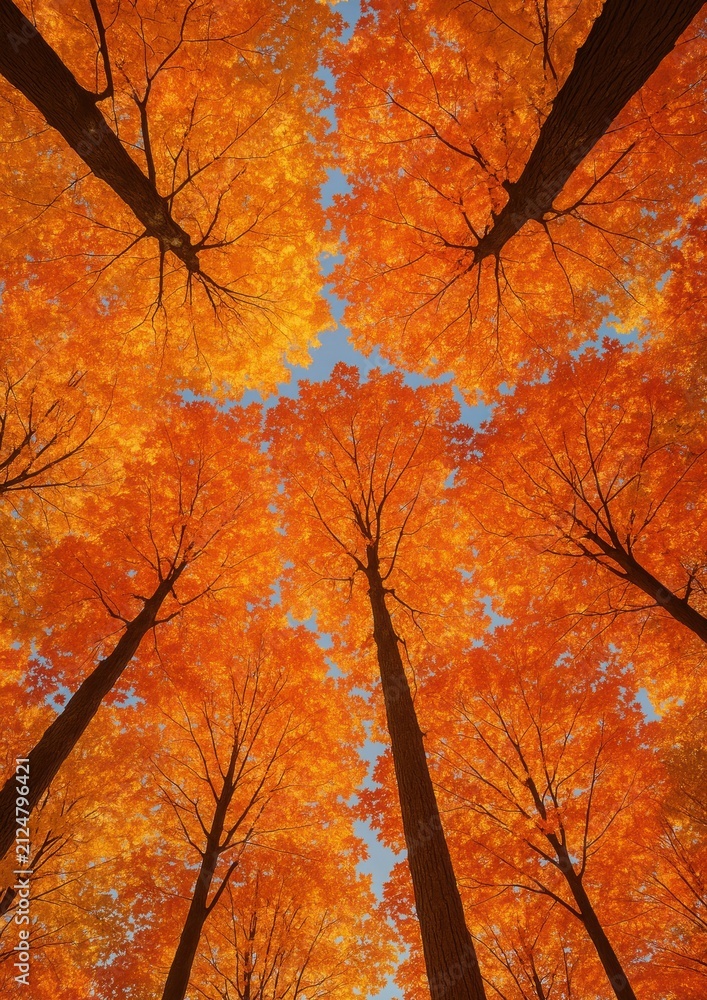 Naklejka premium Vibrant autumn forest canopy.