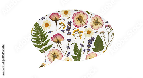 Картината върху платно A beautifully preserved floral arrangement of roses, daisies, lavender, and fern