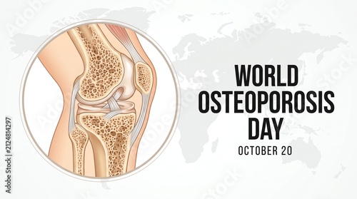 World Osteoporosis Day awareness poster with knee joint illustration
