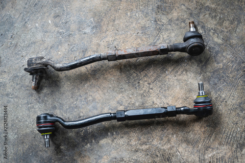 Close-up of car front stabilizer sway bar link.	
