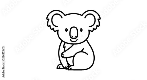 Photography Cute sitting koala for children coloring page