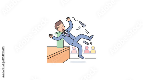 Foto Man falling off stage with microphone