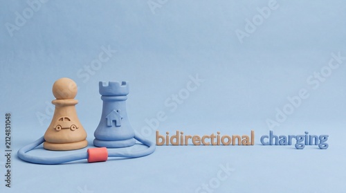 Bidirectional charging chess pieces linked by cable from above