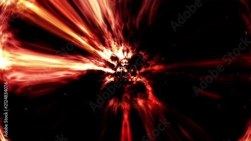 This stock motion graphic shows flight through flames.