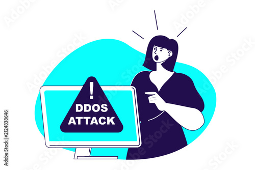 Obraz na płótnie DDoS attack modern flat concept for web banner design