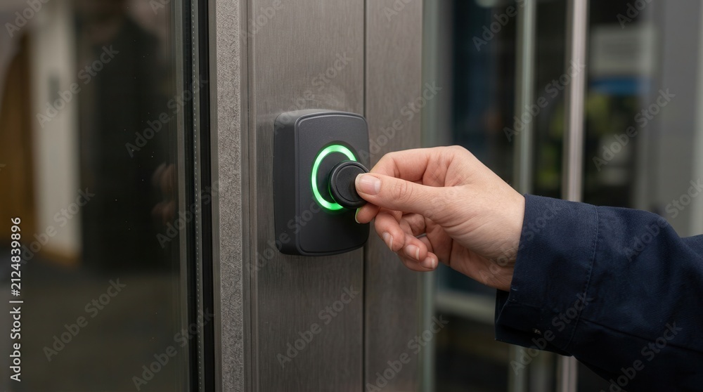 Naklejka premium Modern Electronic Keyless Entry System Featuring a Glowing Green Indicator Light