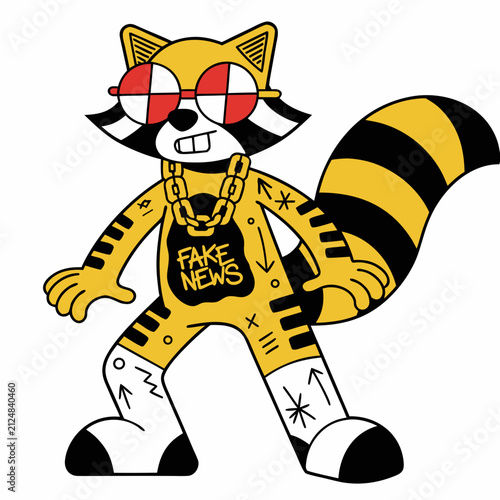 Retro Raccoon Funny Raccoon in Retro Sunglasses and Varsity Jacket Vector