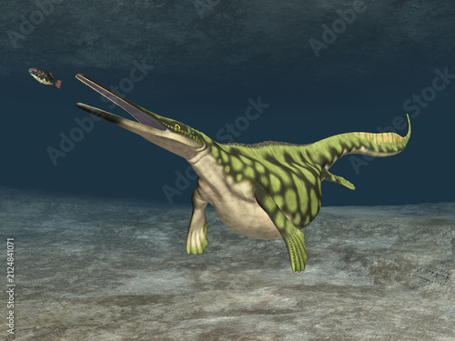 Meeresreptil Hupehsuchus auf der Jagd