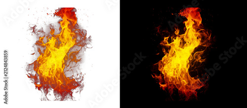 Canvas Print Fiery flames with vibrant orange and yellow hues against a black background a dr