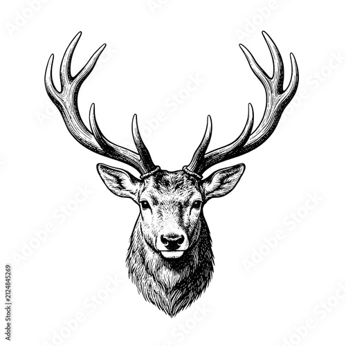Illustration of a Deer head   Hand-drawn vintage engraving illustration 