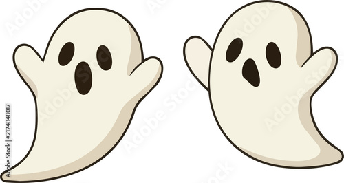 Photography Cute ghost character vector illustration, Halloween spooky element isolated on w