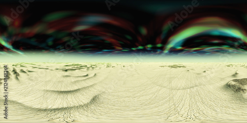 360 Grad Panorama mit einer außerirdischen Wüstenlandschaft