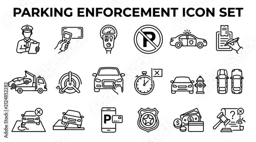 Bild auf Leinwand Parking enforcement icon set
