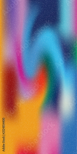 Colorful abstract background, with a vertical, gradient blend of, blue, pink, orange, and green colors, featuring a fine, grainy noise texture effect