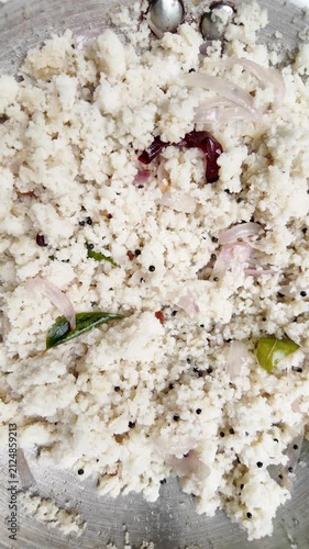 Idli Upma Recipe , close up slow mo ,upma falling
