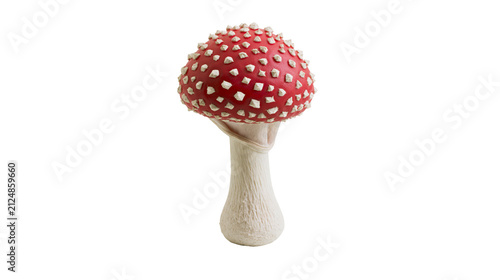 Fotografie Red capped mushroom with white spots, isolated on transparent background