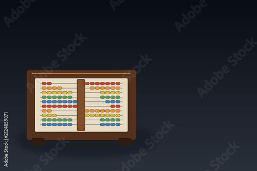 Fotografie Traditional Wooden Abacus with Colorful Counting Beads on Clean Background