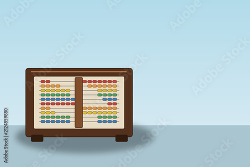 Konstfotografi Traditional Wooden Abacus with Colorful Counting Beads on Clean Background
