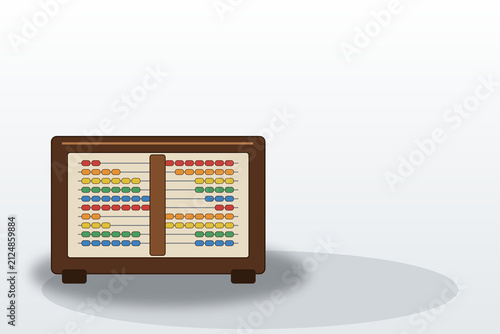 Canvastavla Traditional Wooden Abacus with Colorful Counting Beads on Clean Background