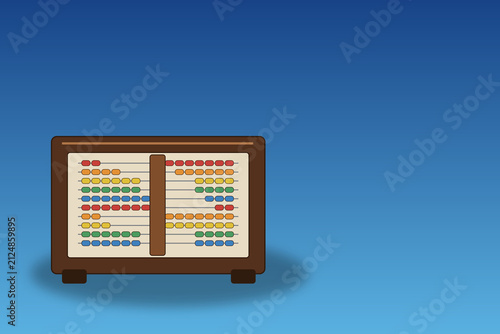 Fotografie Traditional Wooden Abacus with Colorful Counting Beads on Clean Background