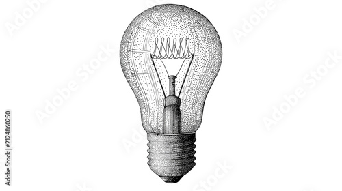 Cuadro en lienzo Detailed vintage incandescent light bulb with coiled filament, isolated on trans