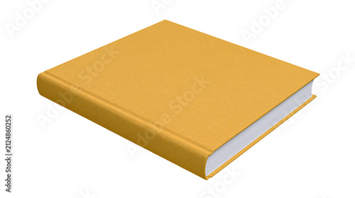 Obraz na płótnie Closed plain yellow hardcover book with white pages, isolated on transparent bac