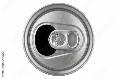 Foto Top Down Perspective of an Opened Aluminum Soda Can