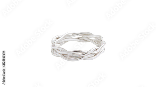 фотографія Delicate silver braided ring, elegant jewelry design isolated on transparent bac