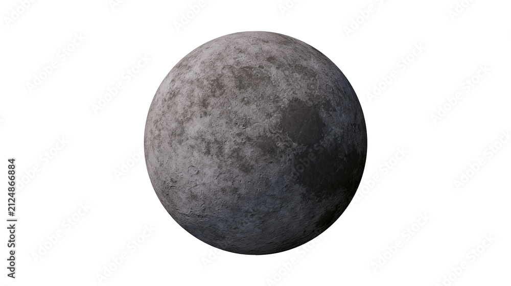 Obraz premium Cratered grey moon surface, isolated on transparent background