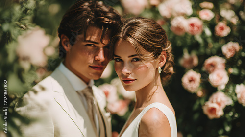 happy bride and groom