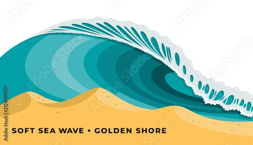 Bild auf Leinwand Very beautiful realistic vector illustration of a close-up soft sea wave curling