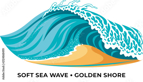 Foto Very beautiful realistic vector illustration of a close-up soft sea wave curling
