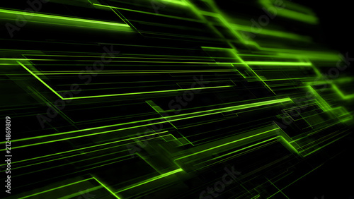 Futuristic Green Digital Grid Lines in Dark Background.
