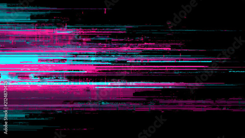 Vibrant Digital Glitch Art with Neon Colors.