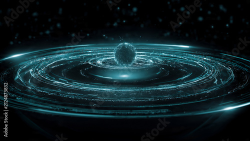 Futuristic Digital Spiral Galaxy in Deep Space.