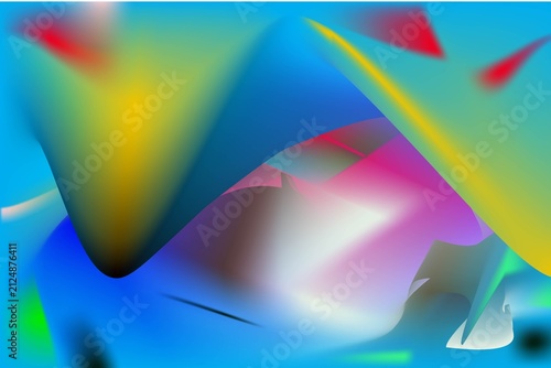 Colorful abstract 3d geometric shapes and lines isolated on white background