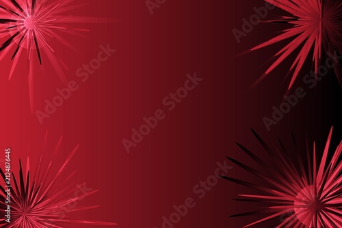 Fireworks explosion with palm leaves isolated on white background