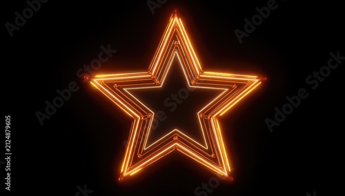 Illuminated star, multiple concentric layers, glows against a solid black backdrop, creating a captivating visual effect