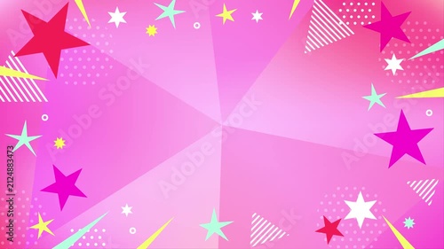 アイドル風おしゃれなビビッドピンクのポップな背景動画。星と集中線のシームレスループアニメーション
